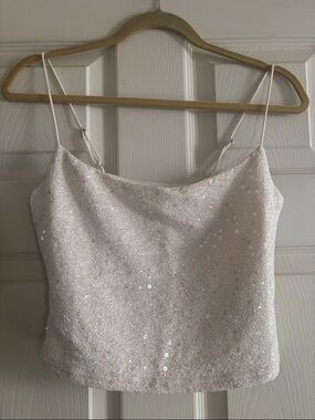 Edikted new with tags beige sequin tank top